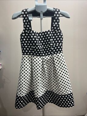 Polka Dot Black & White Girls' Fit-and-Flare Dress